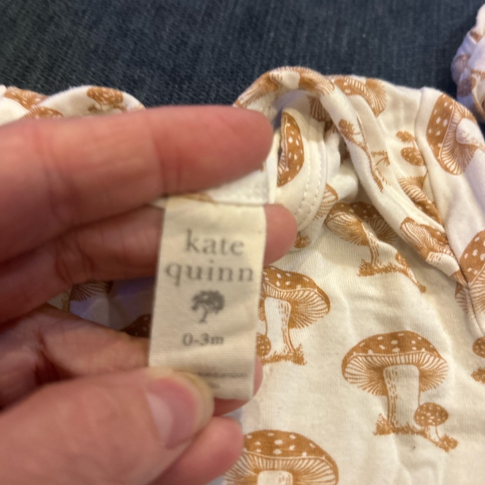 Kate Quinn Tan Mushroom Print Kids Footie - Picture 2 of 2